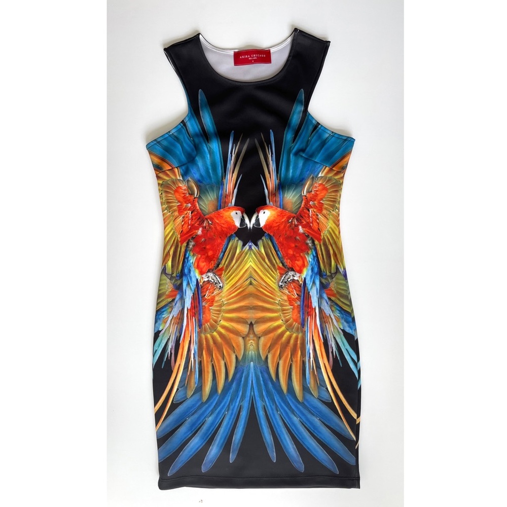 Akira Tropical Parrots Print Dress